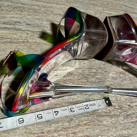 NWOB Azalea Wang Croix Rainbow 🌈 open toe strapped high heels sandals - Picture 9 of 16